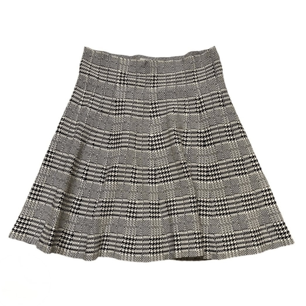 Max Studio Black and White Checkered A-Line Skirt
